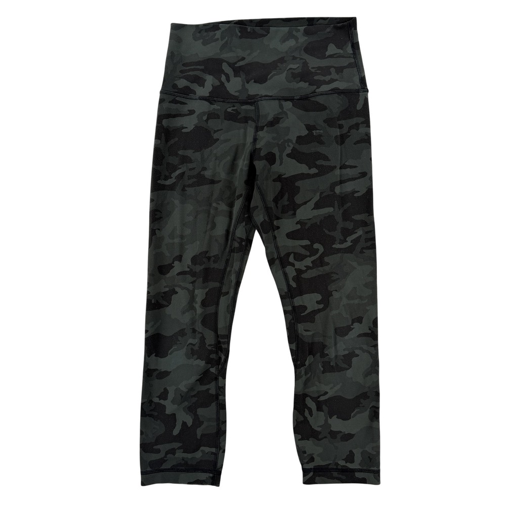 Lululemon Align Crop Pants Womens 6 Green Camo‎ 21"  Leggings Yoga Athletic Gym